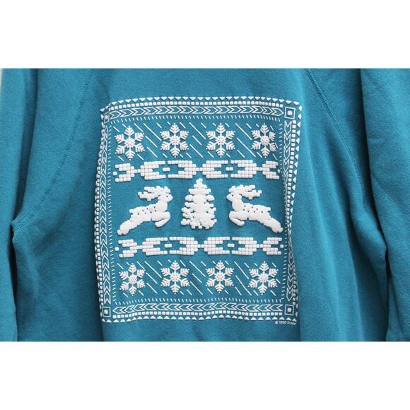 Vintage Winter Snowflake Reindeer Sweatshirt Large - Picture 2 of 7